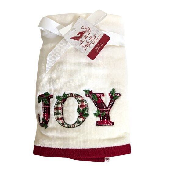 Sleigh Hill Trading Co. Embroidered Joy Christmas Hand Towel Set - Picture 1 of 3